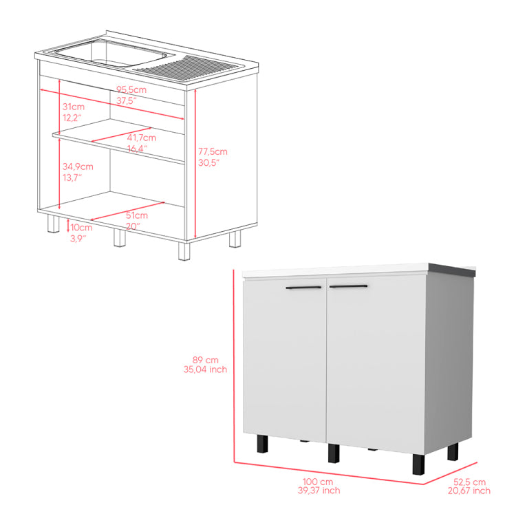 Utility Sink Cabinet Burwood, Kitchen, White