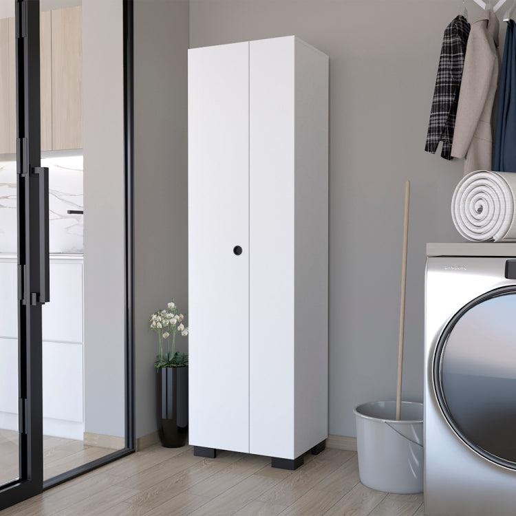 Broom Cabinet Lucin, Garage, White