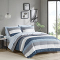 Stripe Comforter Set With Bed Sheets Blue Grey Twin