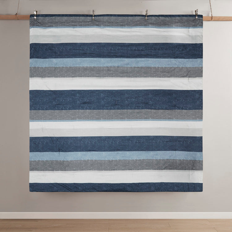 Stripe Comforter Set With Bed Sheets Blue Grey Twin