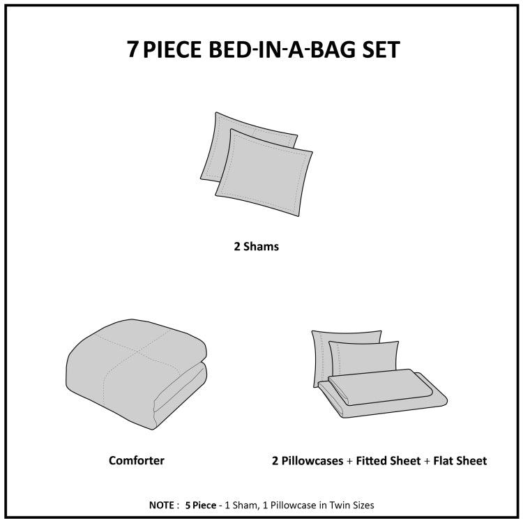 Stripe Comforter Set With Bed Sheets Blue Grey Twin