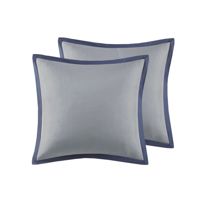 8 Piece Embroidered Comforter Set Navy Queen