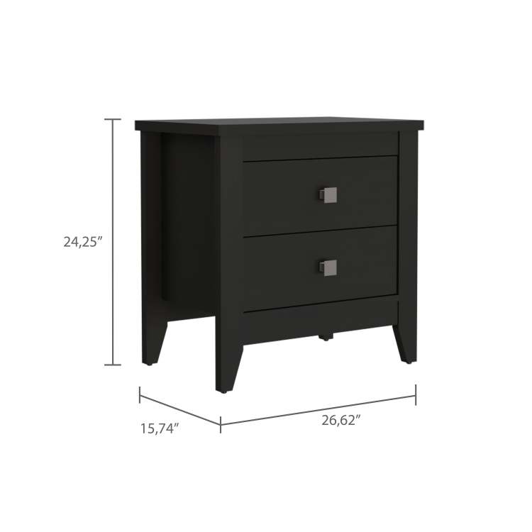 Breeze Four Legged Modern Bedroom Nightstand, With Two Drawers