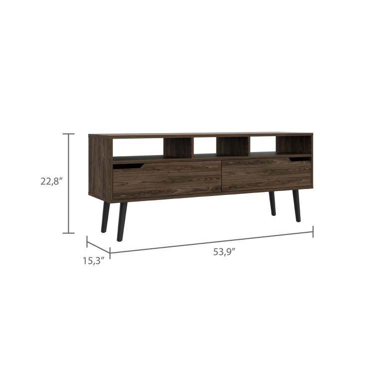 Hamburg Tv Stand For Tv S Up 60", Four Legs, Three Open Shelves