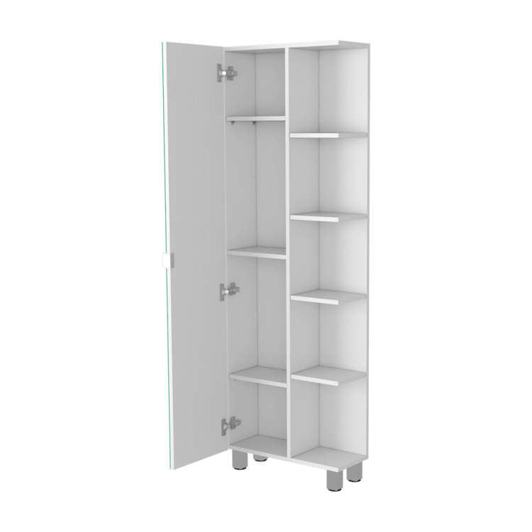 Los Angeles Linen Cabinet, Mirror, Five Shelves