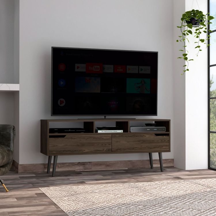 Hamburg Tv Stand For Tv S Up 60", Four Legs, Three Open Shelves
