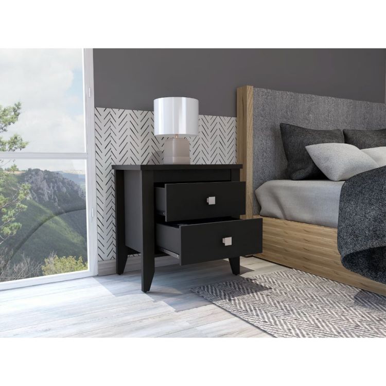 Breeze Four Legged Modern Bedroom Nightstand, With Two Drawers