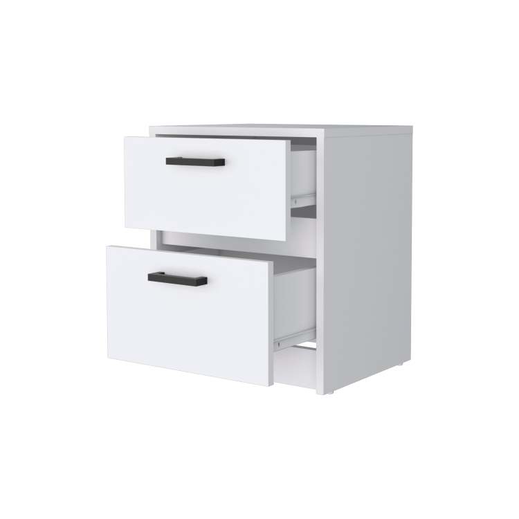 Myrtle 2 Drawers Nightstand, Bedside Table With Metal Handles