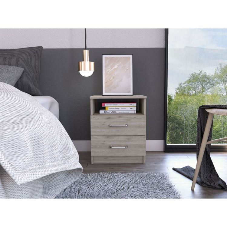 Oklahoma Nightstand,Two Drawers, One Shelf
