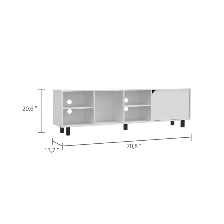 Native Tv Stand For Tv S Up 70", Four Open Shelves, Five Legs