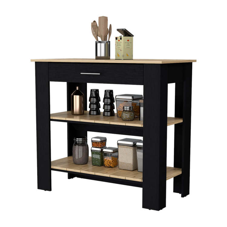 Brooklyn 40 Kitchen Island, Two Shelves, One Drawer