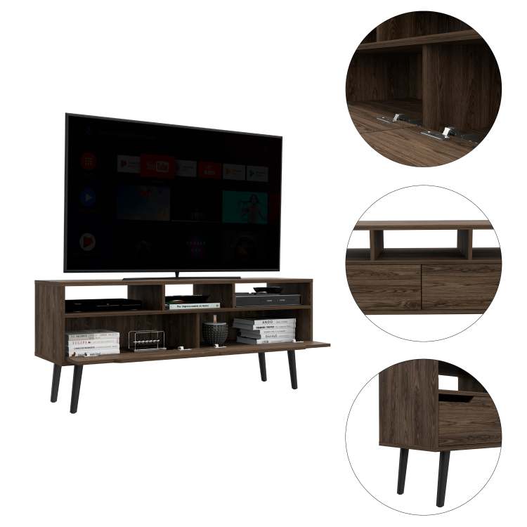 Hamburg Tv Stand For Tv S Up 60", Four Legs, Three Open Shelves