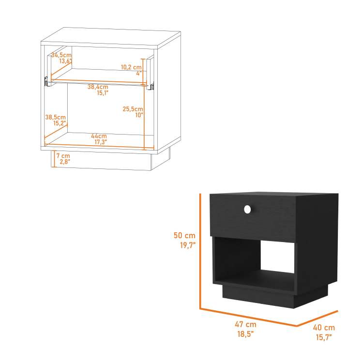 Sumter 1 Drawer Nightstand, Storage Shelf