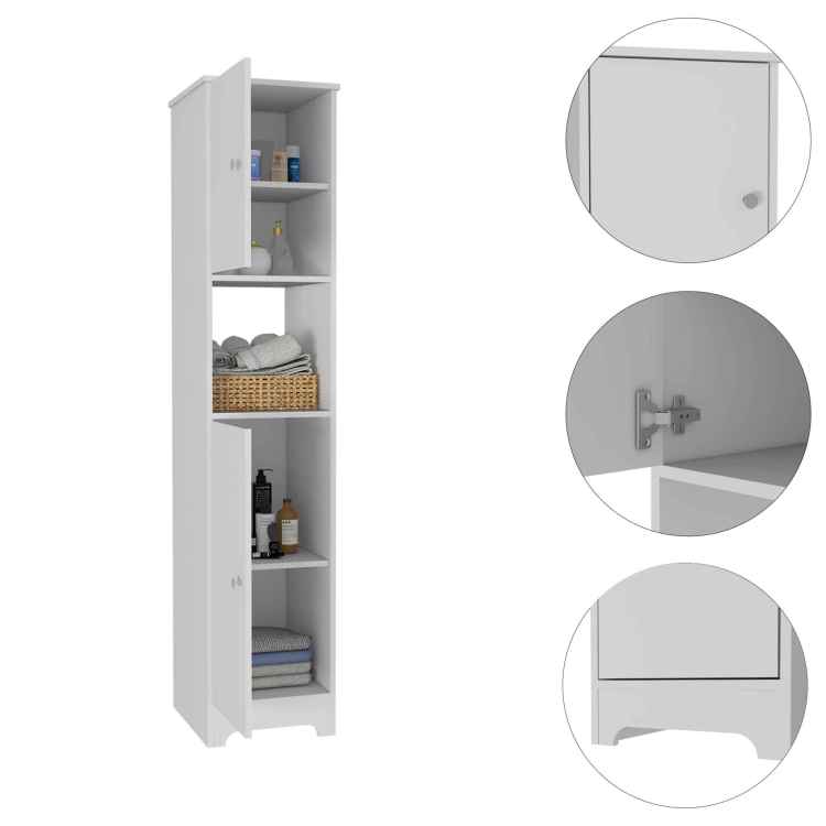 Charlotte Linen Cabinet, 2 Single Door Cabinet, Division, One Shelf