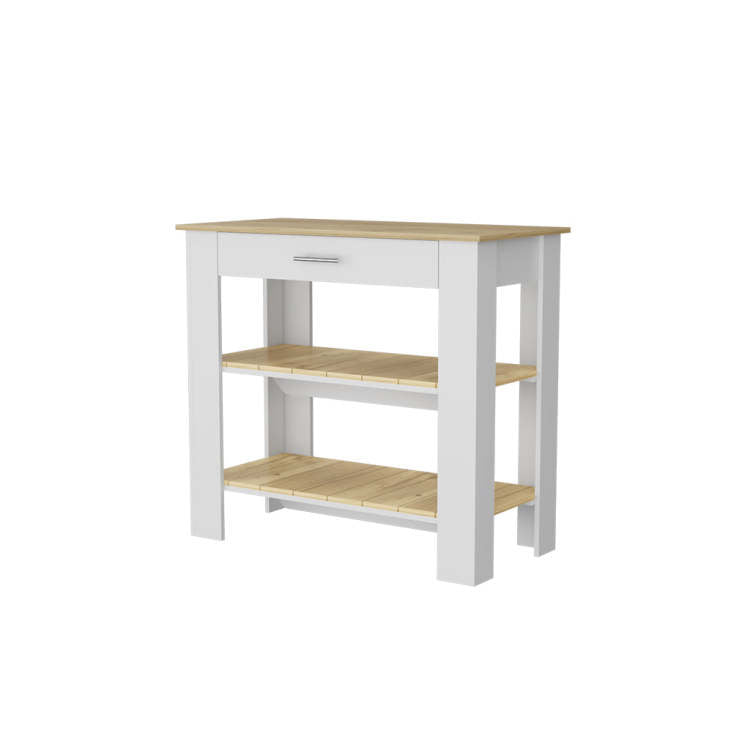 Brooklyn 40 Kitchen Island, Two Shelves, One Drawer