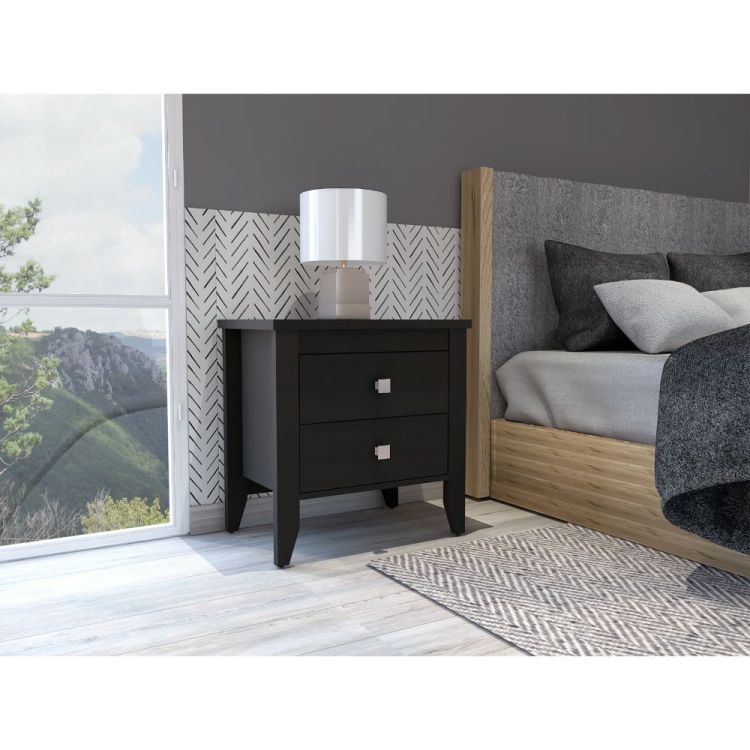 Breeze Four Legged Modern Bedroom Nightstand, With Two Drawers