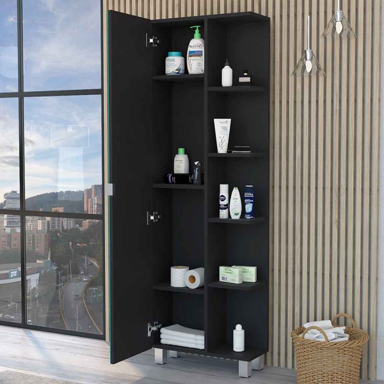 Los Angeles Linen Cabinet, Mirror, Five Shelves