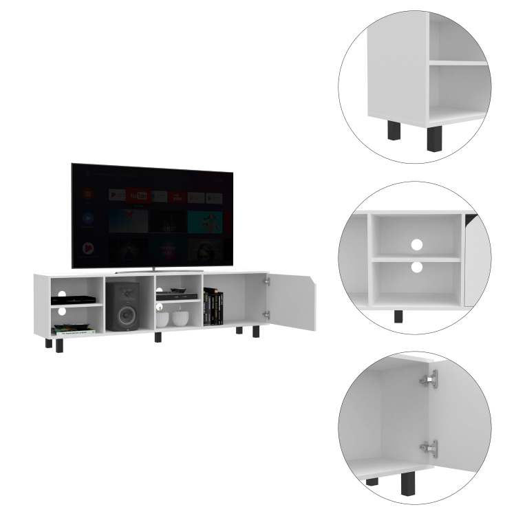 Native Tv Stand For Tv S Up 70", Four Open Shelves, Five Legs