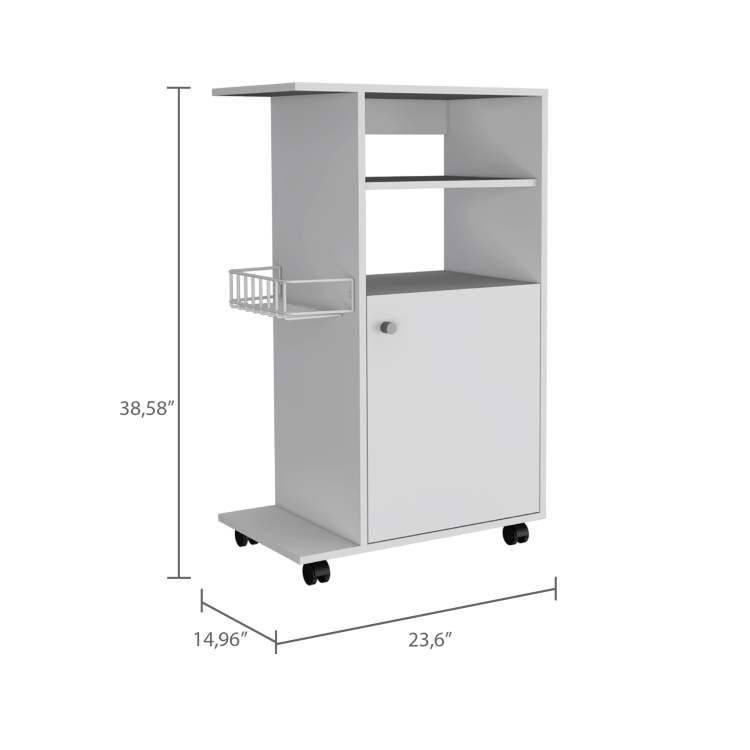 Columba Kitchen Cart, Single Door Cabinet, Four Caster