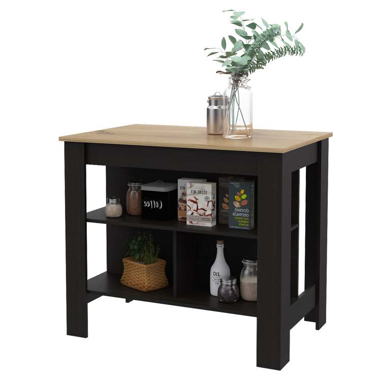Brooklyn Kitchen Island, Three Concealed Shelves