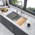 33" Undermount Kitchen Sink 33*19*9 Inch Kitchen Sink Undermount Single Bowl 16 Gauge Stainless Steel Ledge Workstation Kitchen Sinks