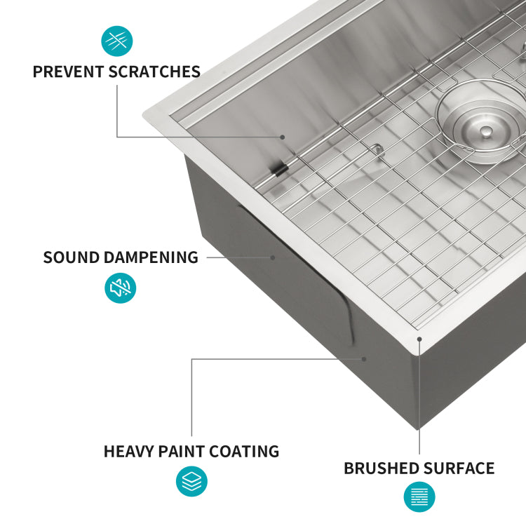 33" Undermount Kitchen Sink 33*19*9 Inch Kitchen Sink Undermount Single Bowl 16 Gauge Stainless Steel Ledge Workstation Kitchen Sinks