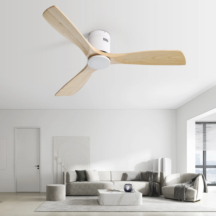 52 Inch Wooden With 3 Solid Wood Blades Remote Control Reversible Dc Motor Witout Light