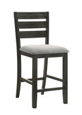 Contemporary Style Charcoal Finish Counter Height Dining Chair Bar Stool 2Pc Set Fabric Upholstery Wooden Furniture