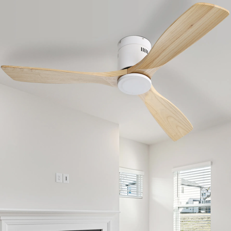 52 Inch Wooden With 3 Solid Wood Blades Remote Control Reversible Dc Motor Witout Light