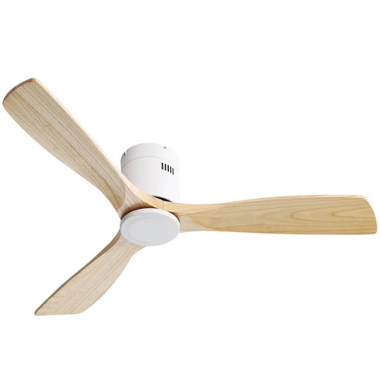 52 Inch Wooden With 3 Solid Wood Blades Remote Control Reversible Dc Motor Witout Light