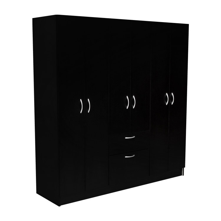 Six Doors Armoire Maya, Bedroom, Black White