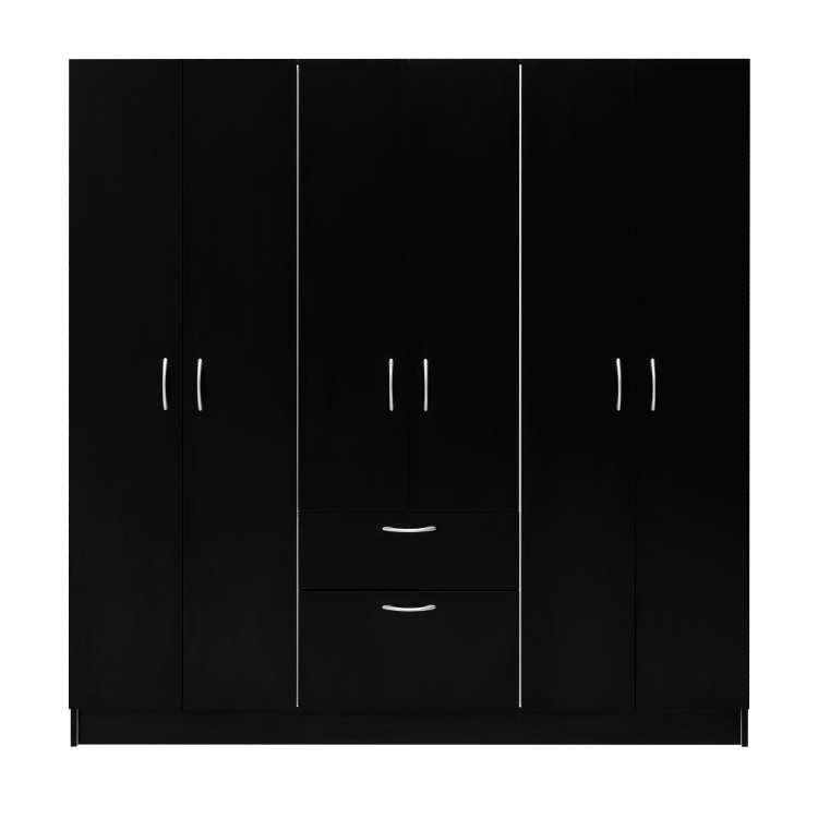 Six Doors Armoire Maya, Bedroom, Black White