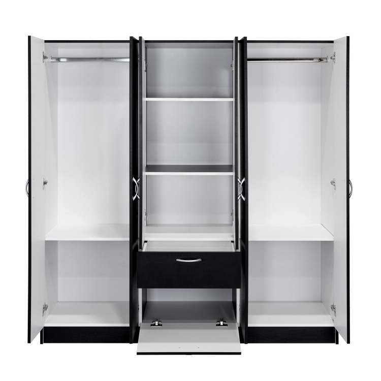 Six Doors Armoire Maya, Bedroom, Black White