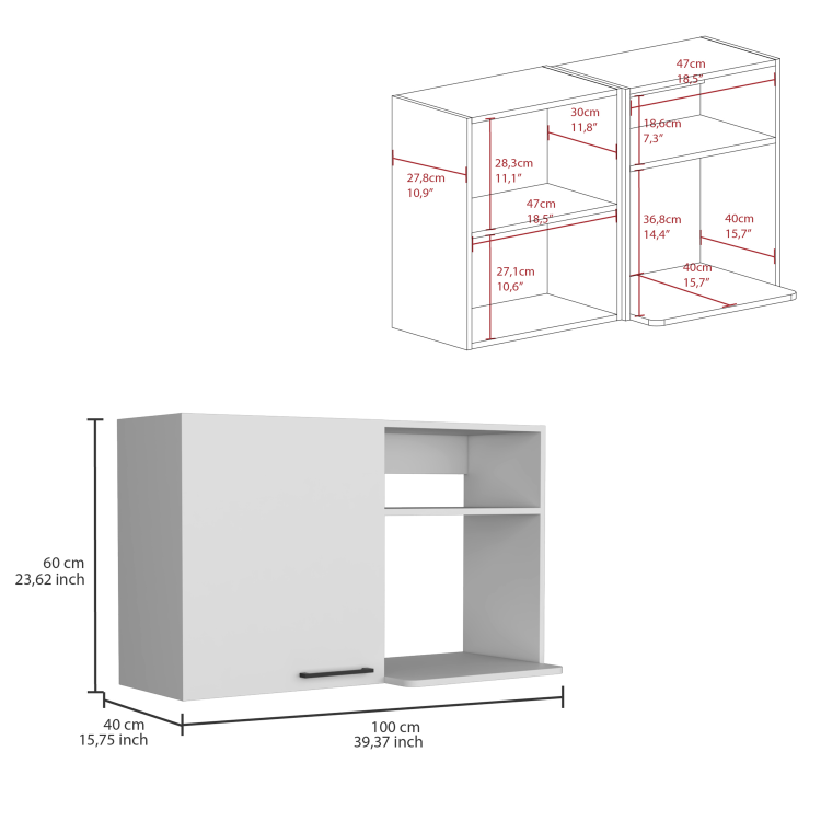 Alexandria 2 Piece Kitchen Set, Wall Cabinet Utility Sink, White