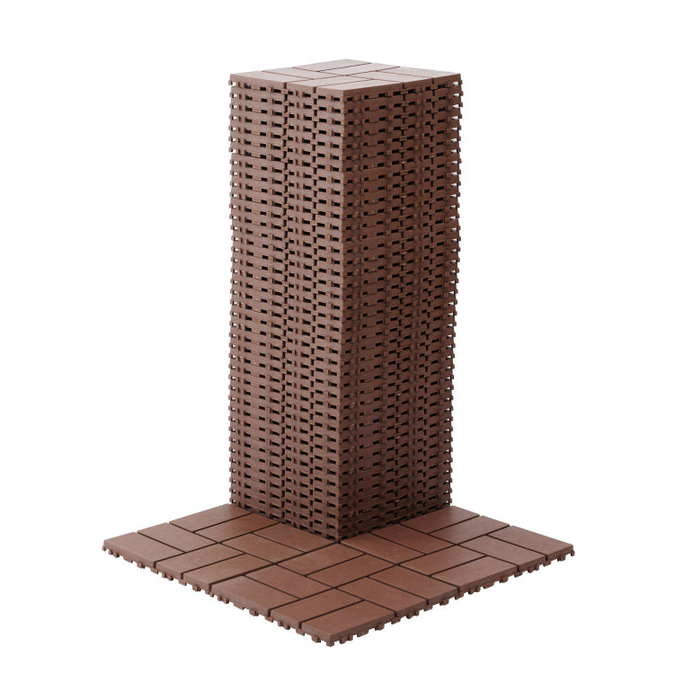 Plastic Interlocking Deck Tiles,44 Pack Patio Deck Tiles,12"X12" Square Waterproof Outdoor All Weather Use, Patio Decking Tiles For Poolside Balcony Backyard, Brown