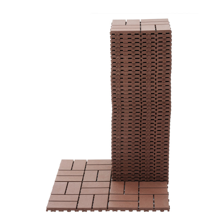 Plastic Interlocking Deck Tiles,44 Pack Patio Deck Tiles,12"X12" Square Waterproof Outdoor All Weather Use, Patio Decking Tiles For Poolside Balcony Backyard, Brown