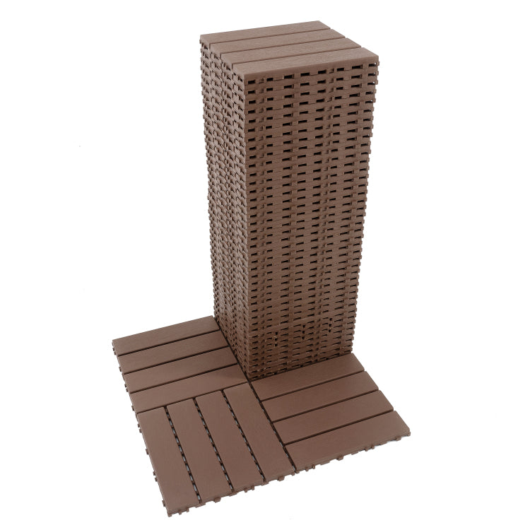 Plastic Interlocking Deck Tiles,44 Pack Patio Deck Tiles,12"X12" Square Waterproof Outdoor All Weather Use, Patio Decking Tiles For Poolside Balcony Backyard, Brown