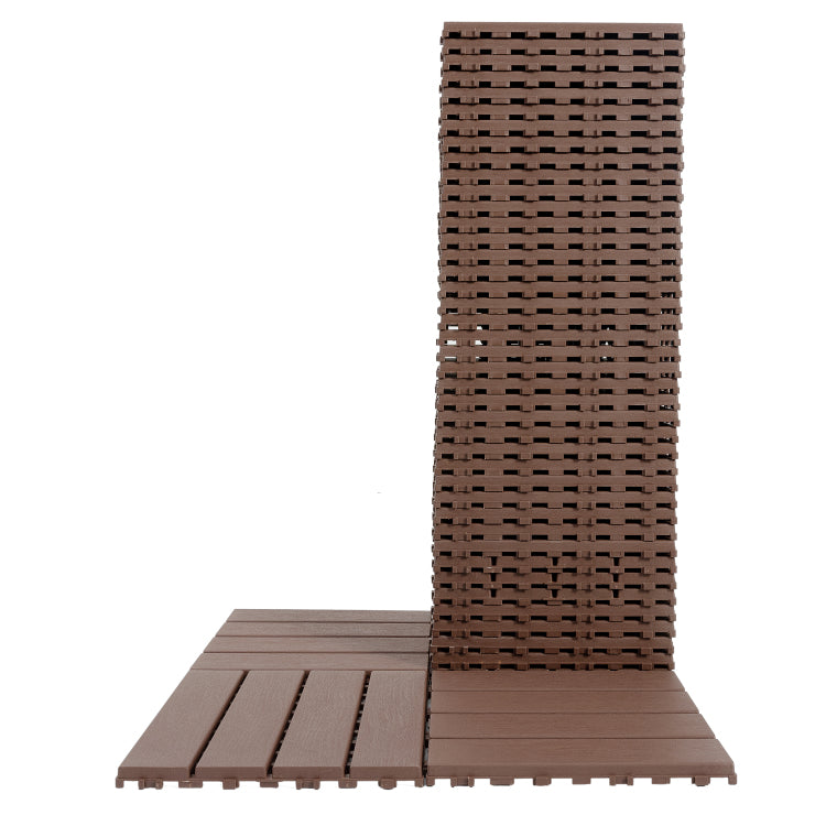 Plastic Interlocking Deck Tiles,44 Pack Patio Deck Tiles,12"X12" Square Waterproof Outdoor All Weather Use, Patio Decking Tiles For Poolside Balcony Backyard, Brown