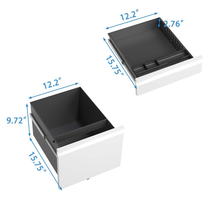 3 Drawer Mobile File Cabinet With Lock,Metal Filing Cabinets For Home Office Organizer Letters Legal A4,Fully Assembled Except Wheels,White