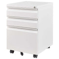 3 Drawer Mobile File Cabinet With Lock,Metal Filing Cabinets For Home Office Organizer Letters Legal A4,Fully Assembled Except Wheels,White