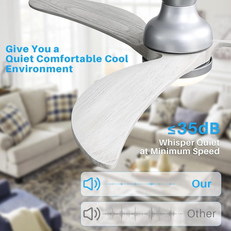 52 Inch Modern With 3 Color Dimmable Solid Wood Blades Remote Control Reversible Dc Motor For Bedroom
