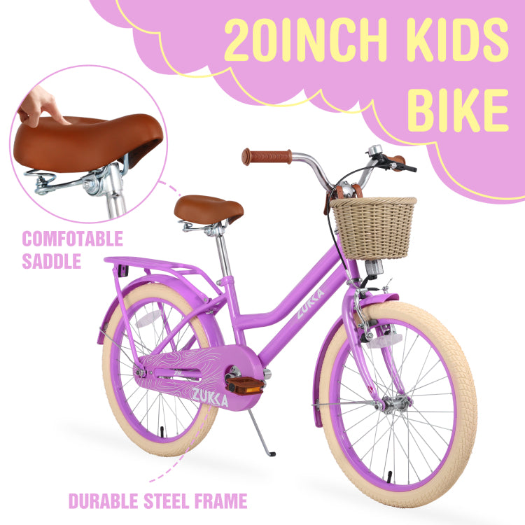 Multiple Colors,Girls Bike With Basket For 7 10 Years Old Kids,20 Inch Wheel ,No Training Wheels Included