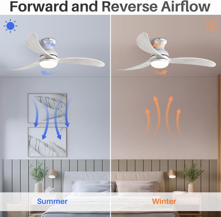 52 Inch Modern With 3 Color Dimmable Solid Wood Blades Remote Control Reversible Dc Motor For Bedroom