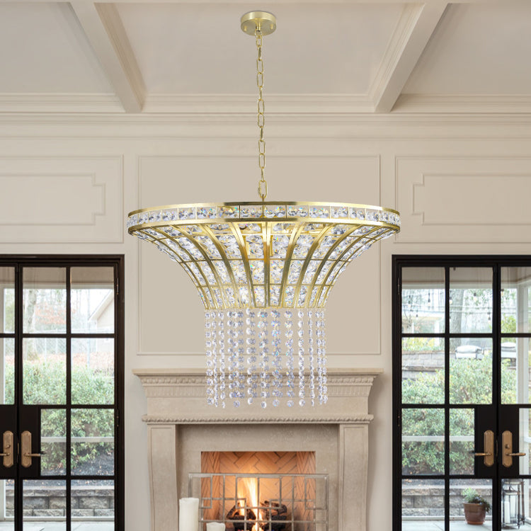 Same As W1340120181 L5021 8 Light 23.6" Wide Crystal Waterfall Chandelier Bulb Not Included