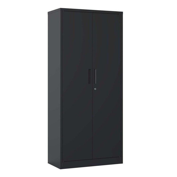 72"H Metal Garage Storage Cabinet, Black Tool Steel Locking Cabinet With Doors And 4 Shelves, Tall Cabinets For Garage Storage Systems Lockable File Cabinet For Home Office, Classroom Pantry