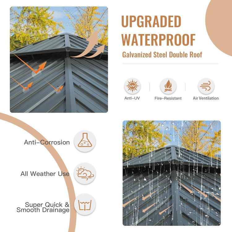 12' X 20' Hardtop Gazebo, Aluminum Metal Gazebo With Galvanized Steel Double Roof Canopy, Curtain And Netting, Permanent Gazebo Pavilion For Patio, Backyard, Deck, Lawn