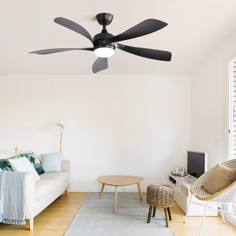 52 Inch Modern With 3 Color Dimmable 5 Abs Blades Remote Control Reversible Dc Motor With Led Light