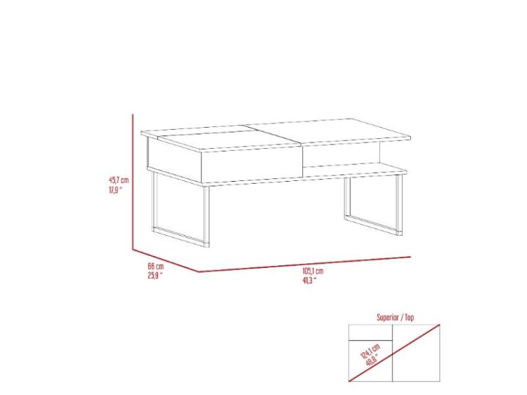 Atlanta Lift Top Coffee Table, One Shelf, Carbon Espresso Onyx