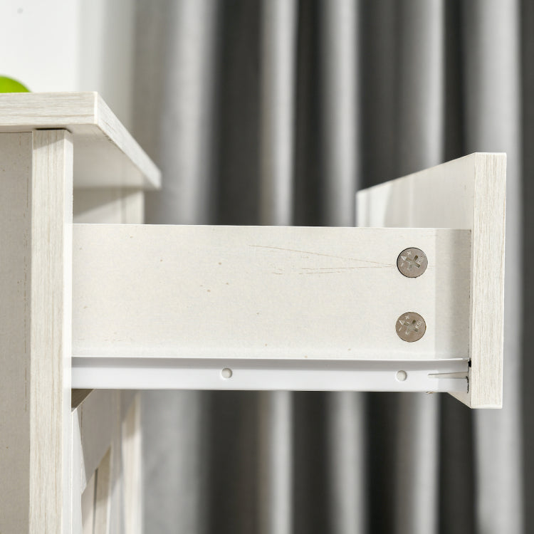 Farmhouse Sideboard Buffet Cabinet, Barn Door Style Kitchen Cabinet, 32" Accent Cabinet For Kitchen, Living Room Or Entryway, White Wash