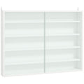 5 Tier Display Cabinet, Glass Display Case With 2 Doors And Adjustable Shelves, Wall Mounted, White